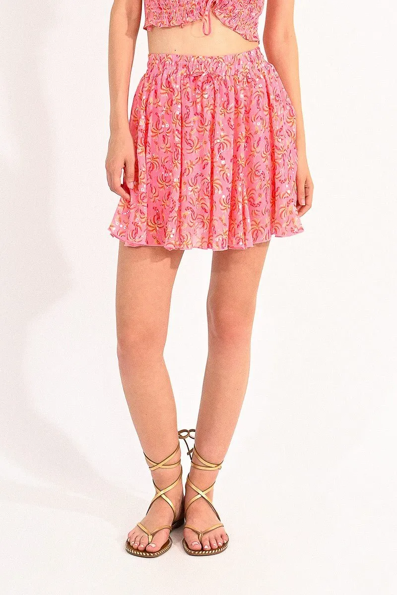 2pc Pink/Orange Lola Top w Skirt shorts - *