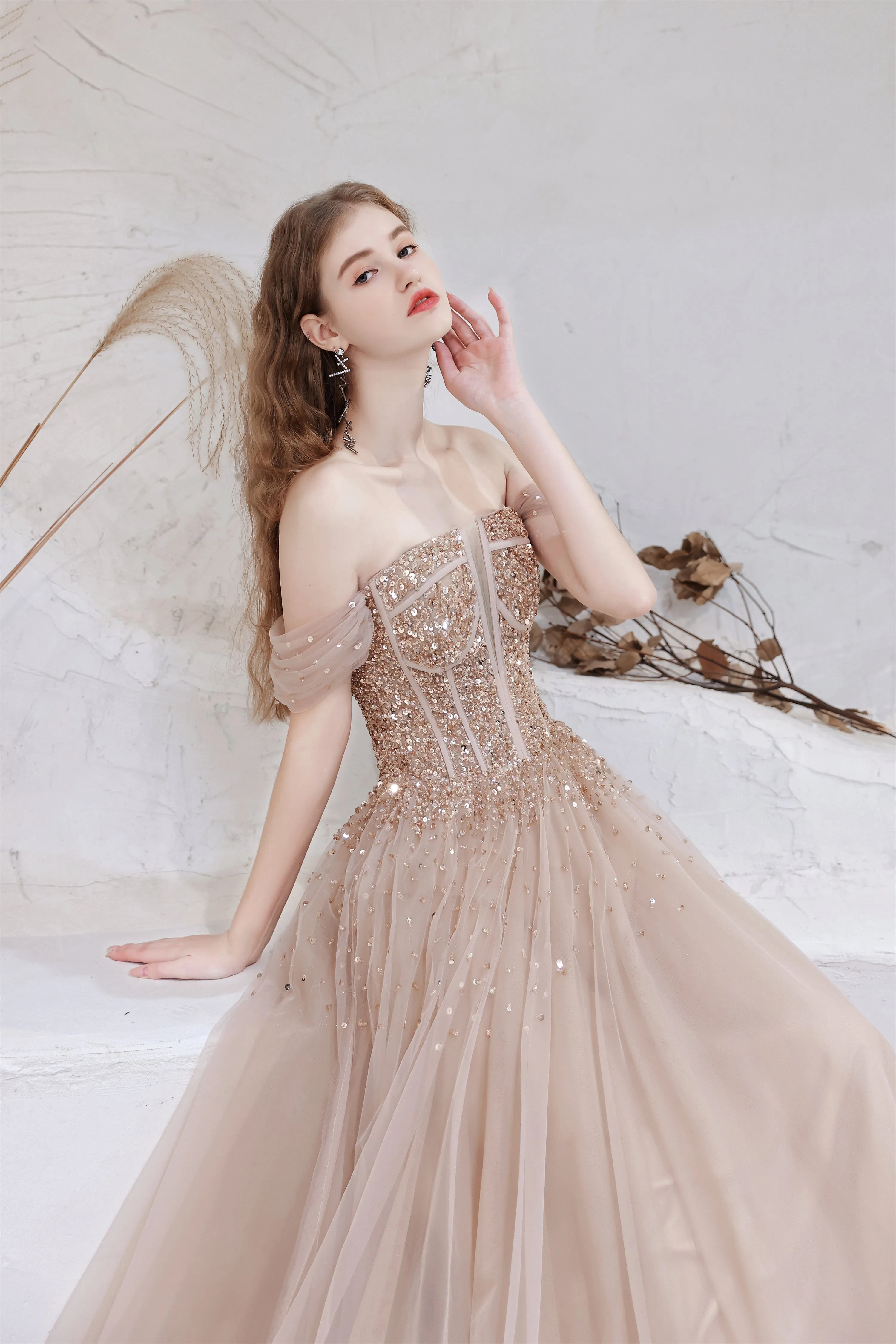 A-Line Strapless Starlight Princess Prom Dresses