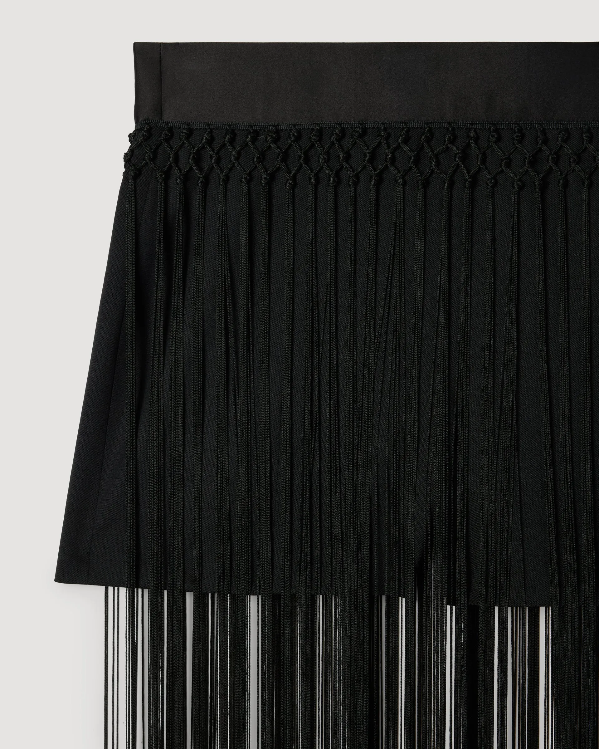 Allegra Fringe Shorts in Wool, Black