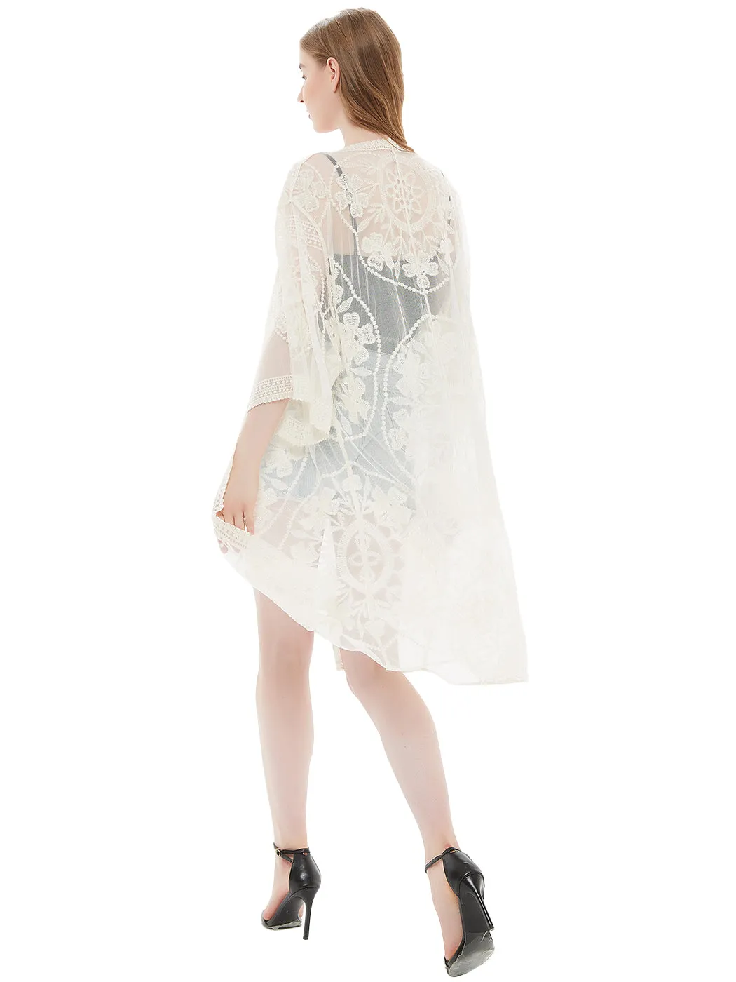 Anna-Kaci Embroidered Floral Butterfly Kimono Cardigan