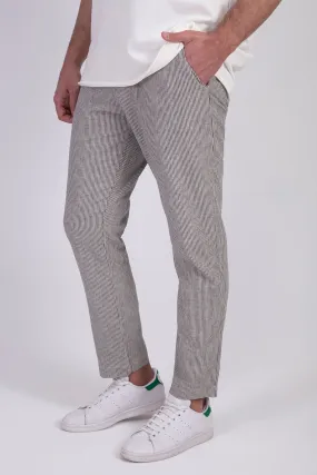 Black Pinstriped Mens Linen Pants Trousers Relaxed Fit