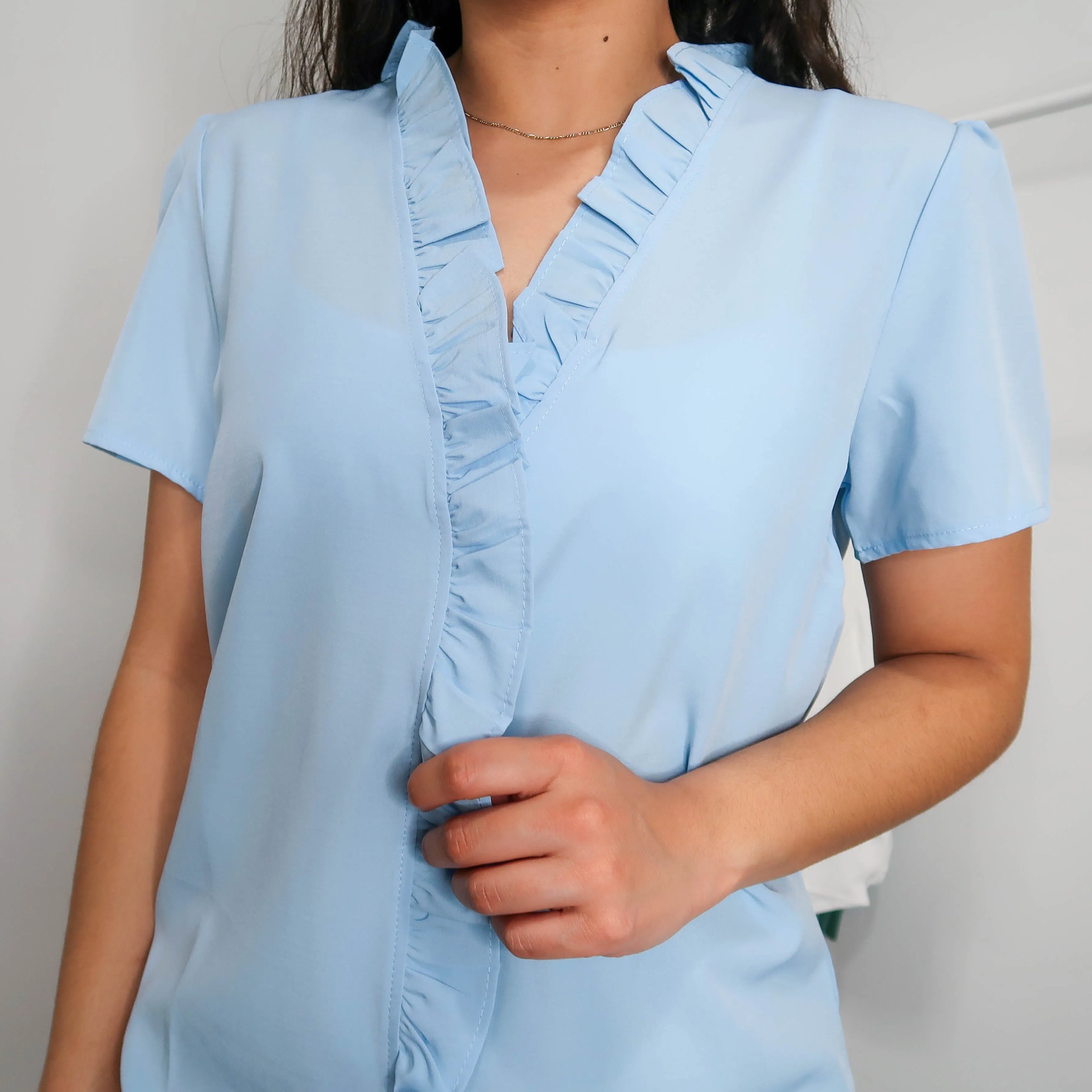 Blue Short Sleeve Everyday Blouse