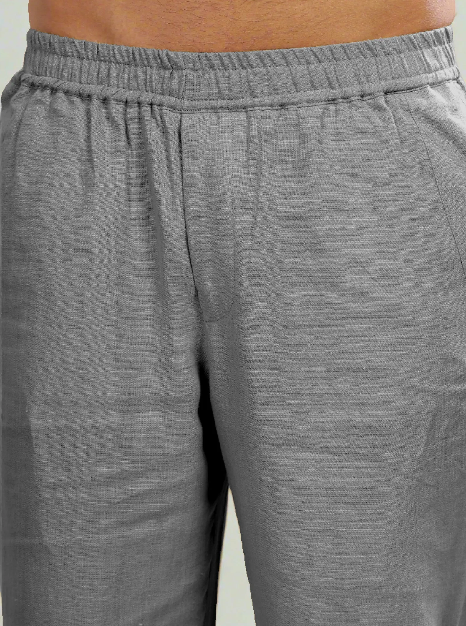 Breeze- Linen Casual Elastic Pants - Steel Grey