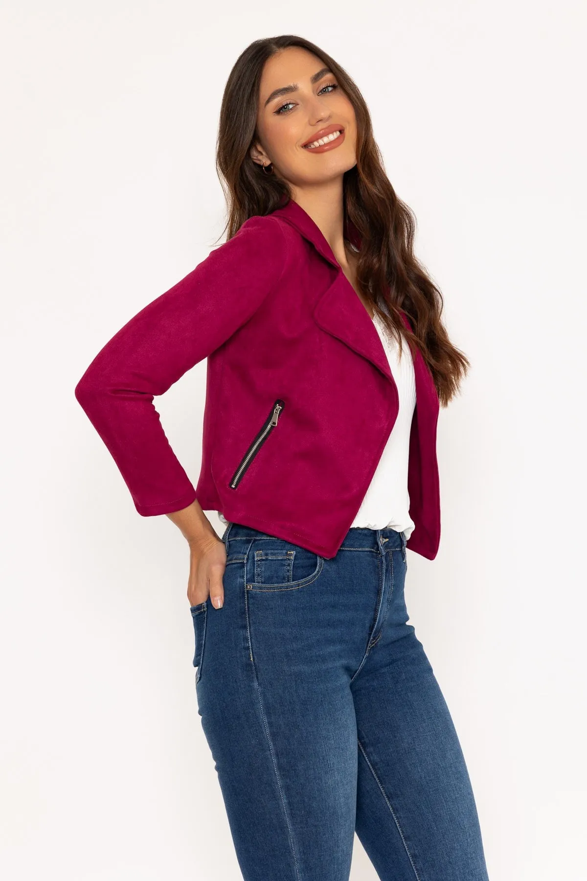 Burgundy Suede Cover Up Jacket