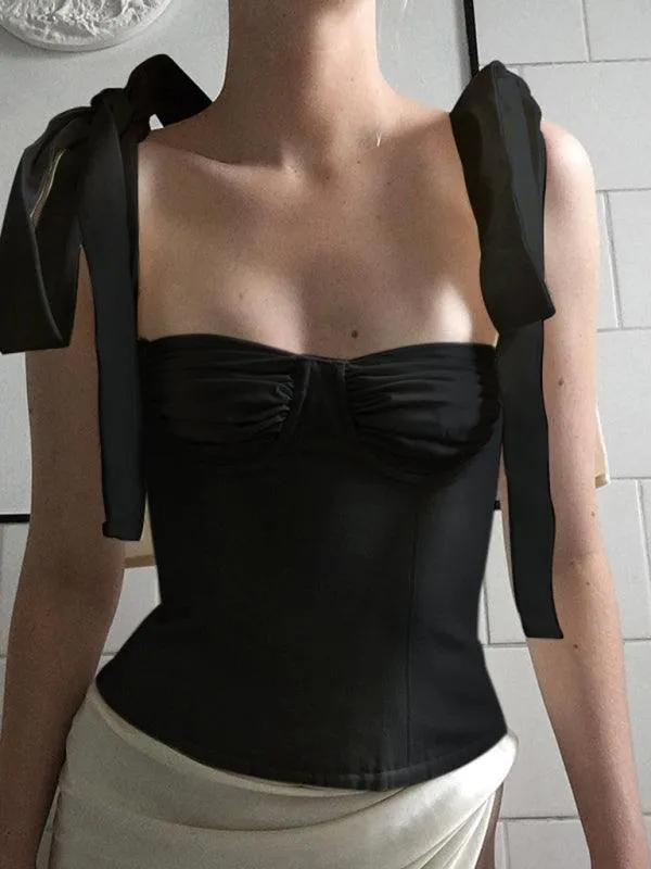 Chic Bow Detail Halter Camisole for Summer Elegance