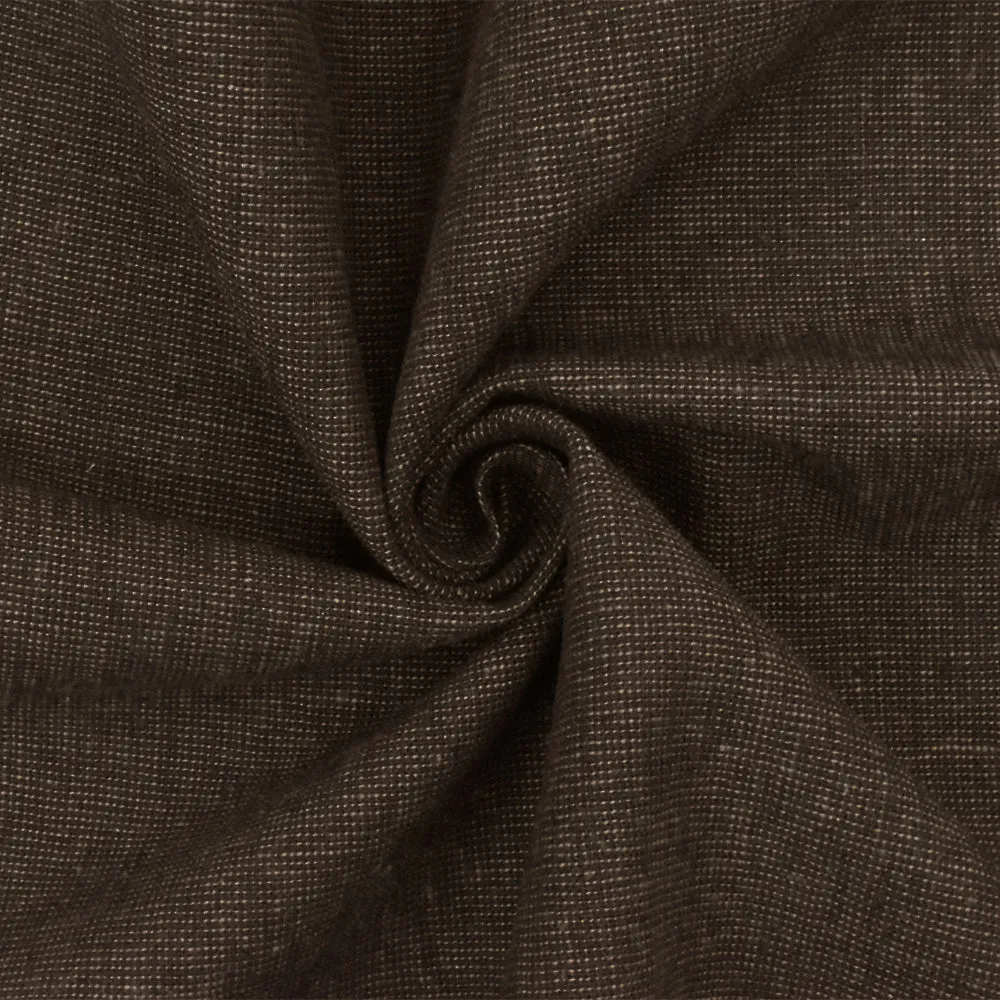 Coffee Brown-Beige Texture Linen-Cotton Woven Shirting Fabric