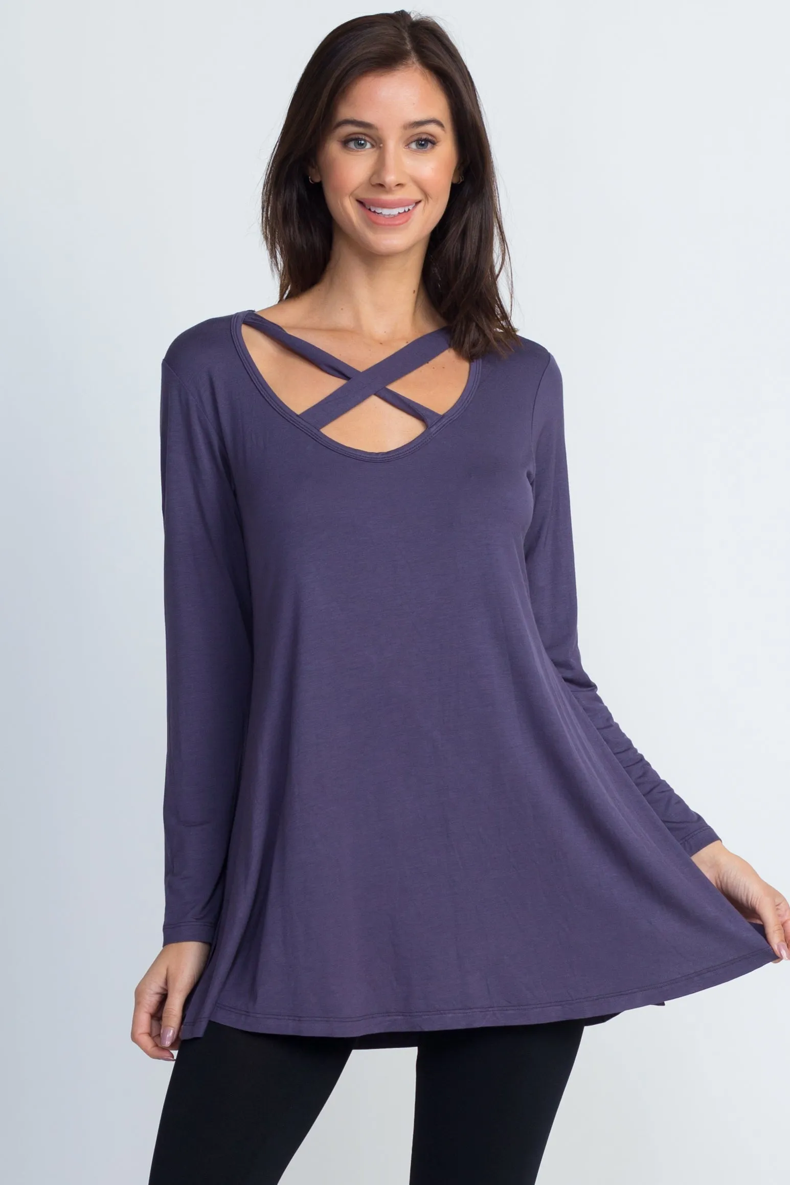 Criss Cross Strappy Neck Tunic Top