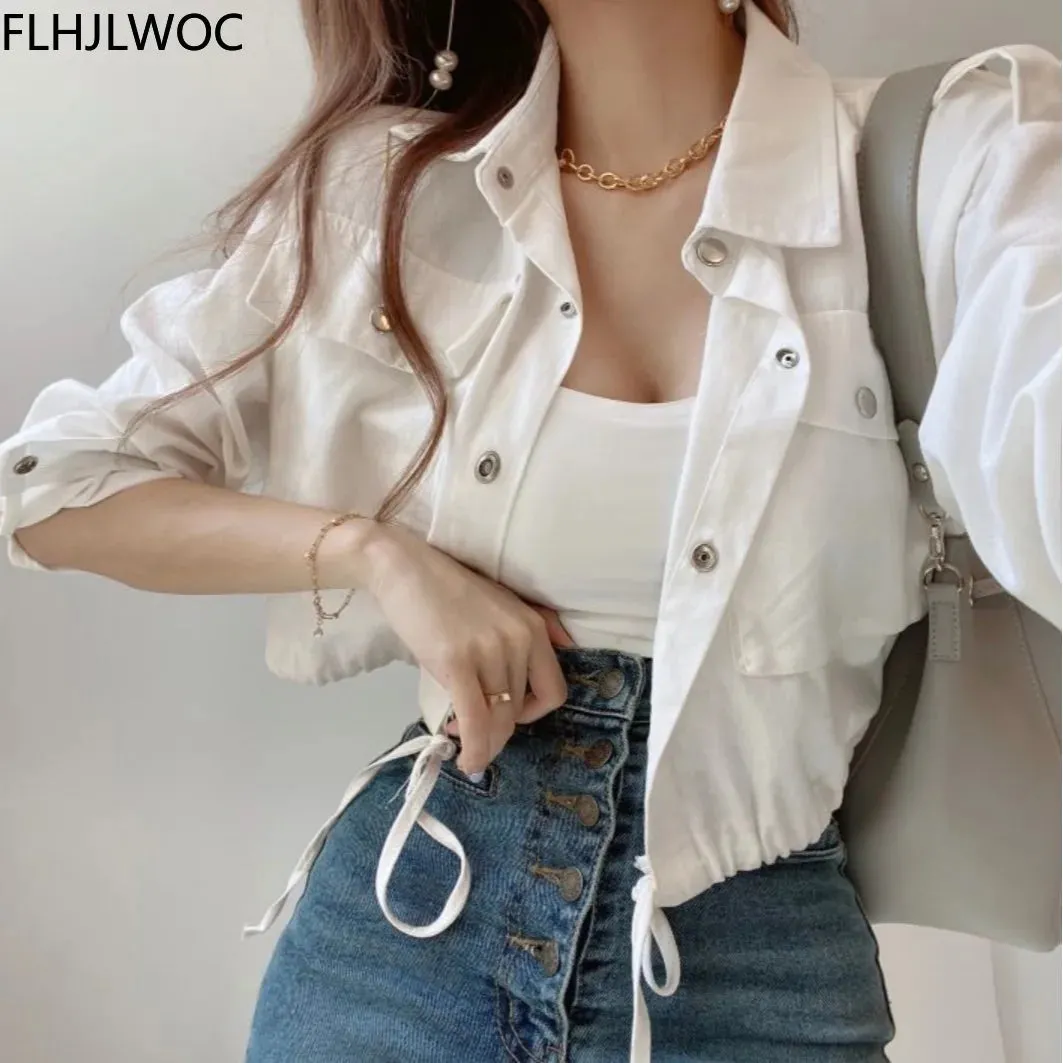 Cute Spring Short Coats Lace-Up Outerwear Button Jackets