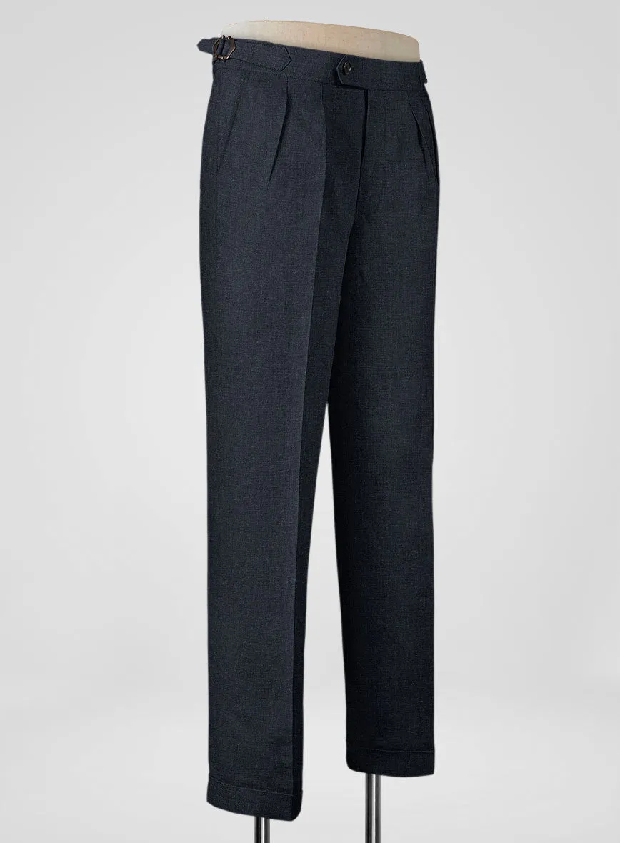 Dark Blue Linen Highland Trousers