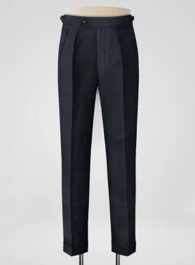 Dark Blue Linen Highland Trousers