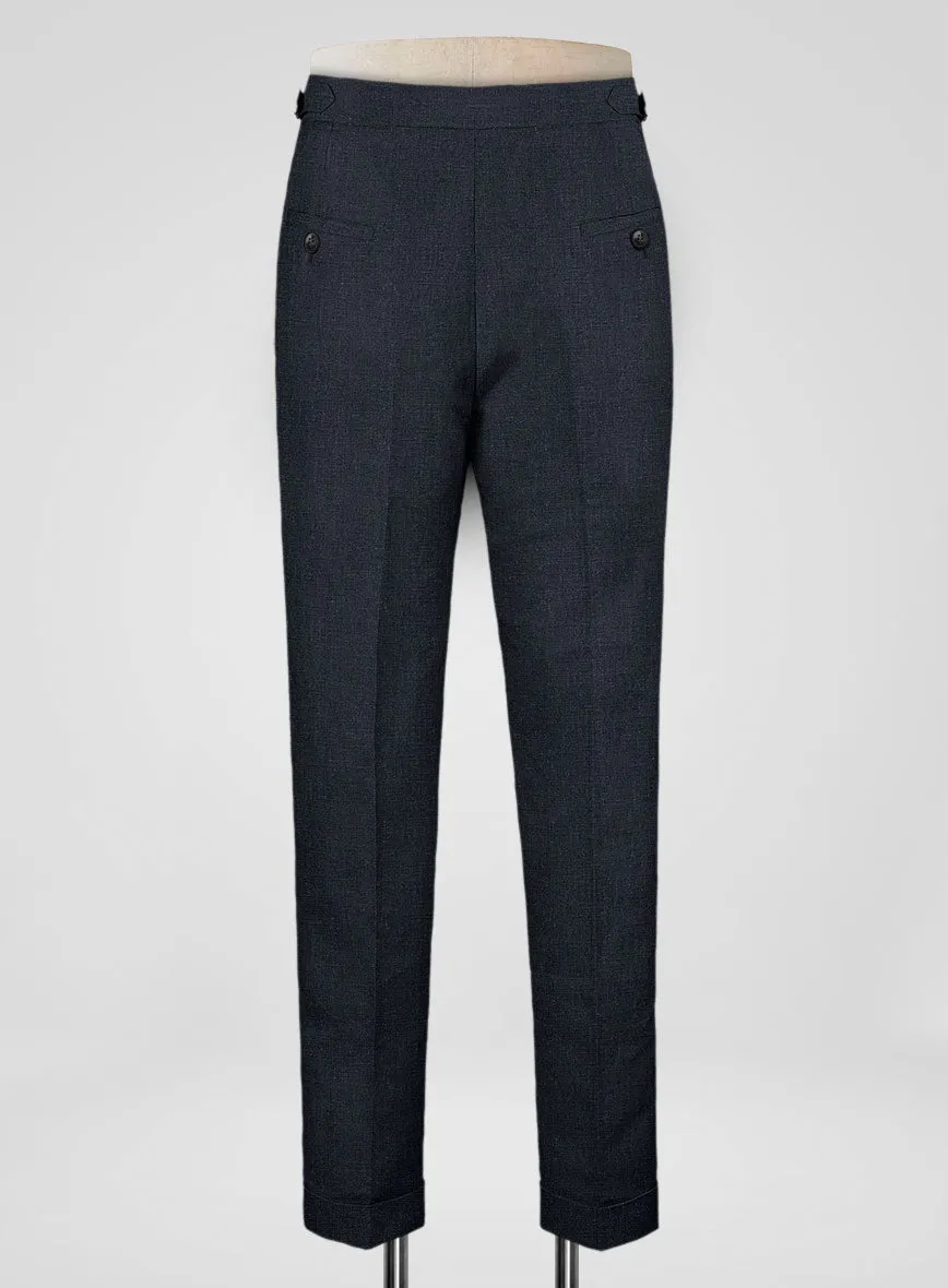 Dark Blue Linen Highland Trousers