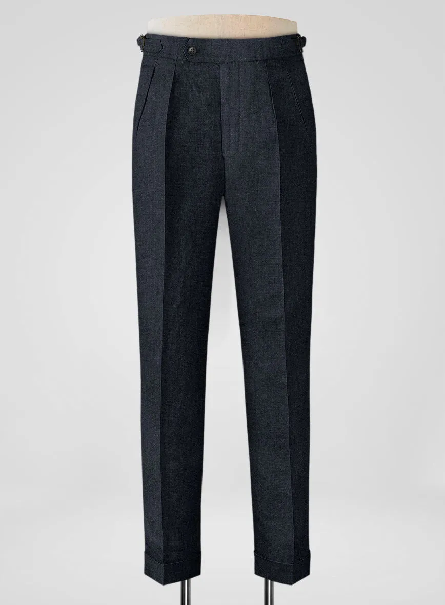 Dark Blue Linen Highland Trousers