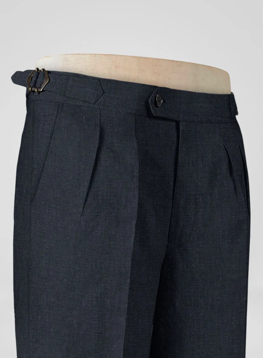 Dark Blue Linen Highland Trousers