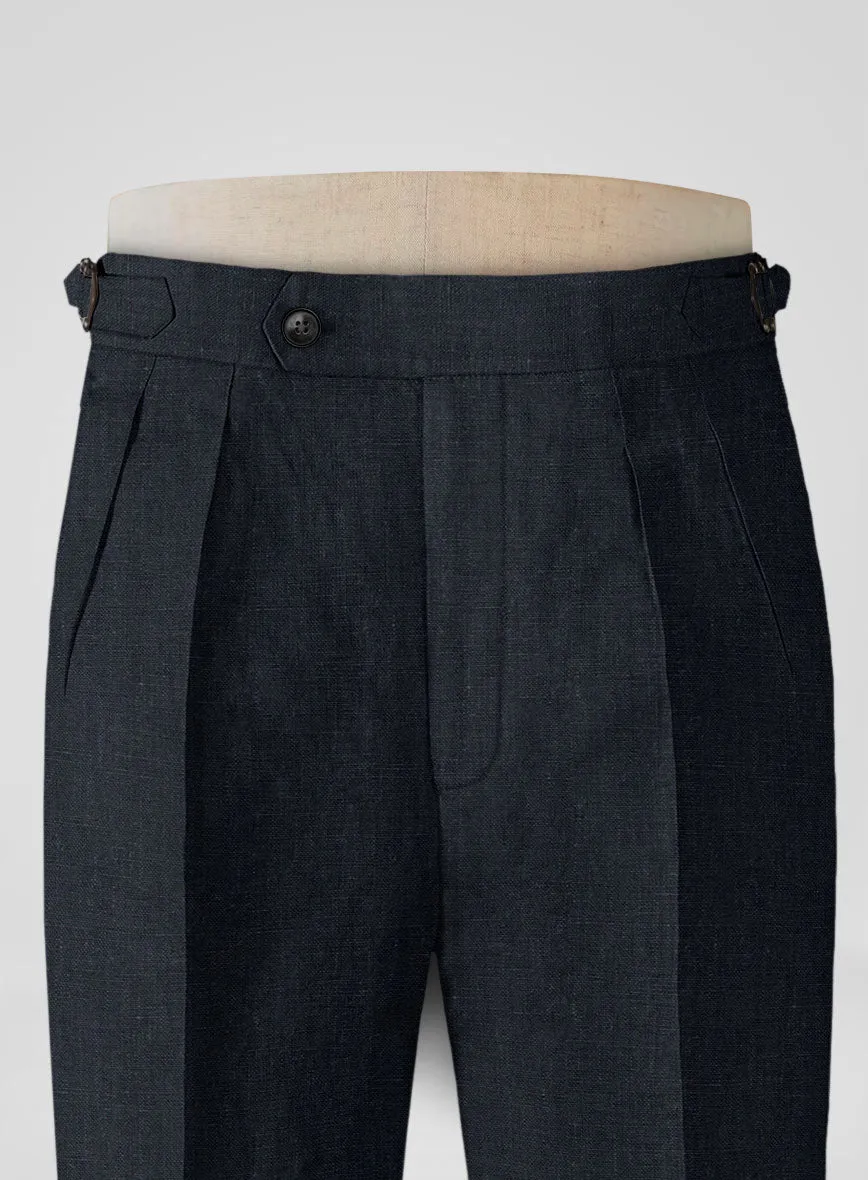 Dark Blue Linen Highland Trousers