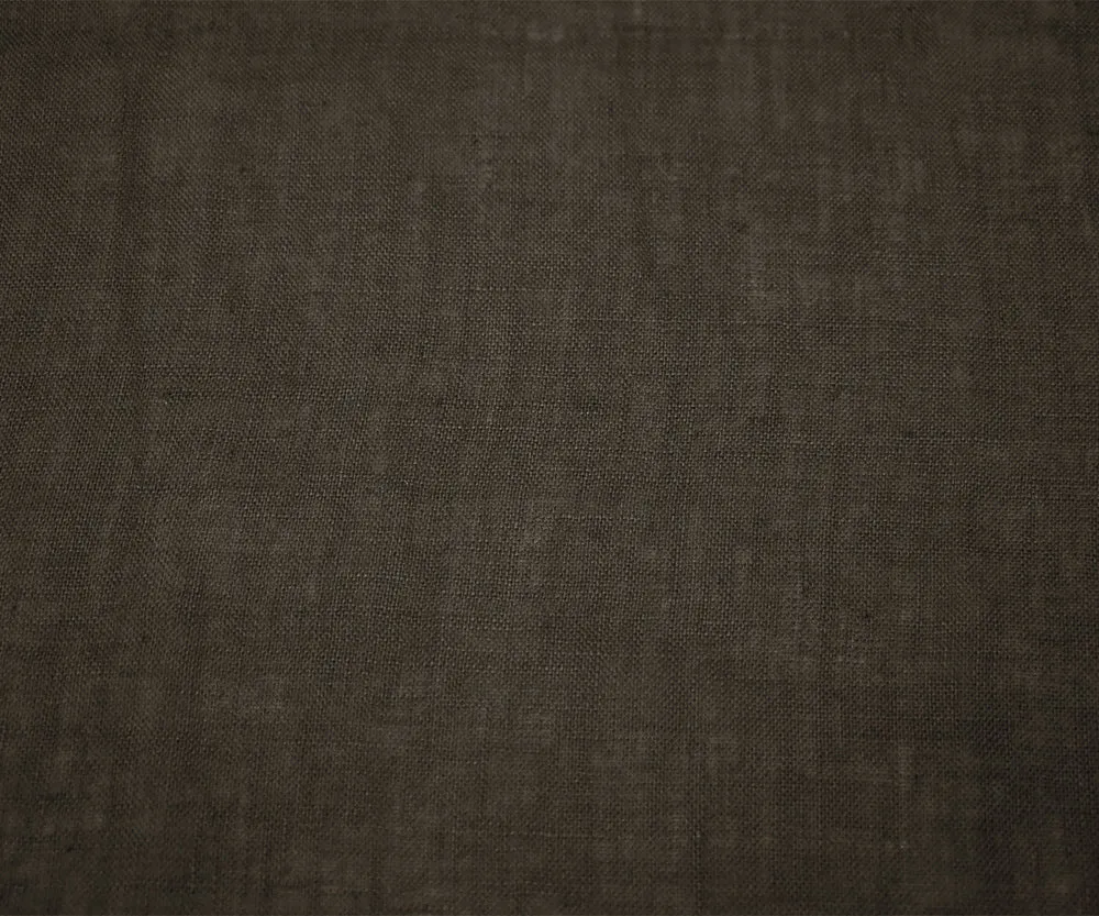 Dark Brown Washed Semi-Sheer Solid Linen Woven Fabric