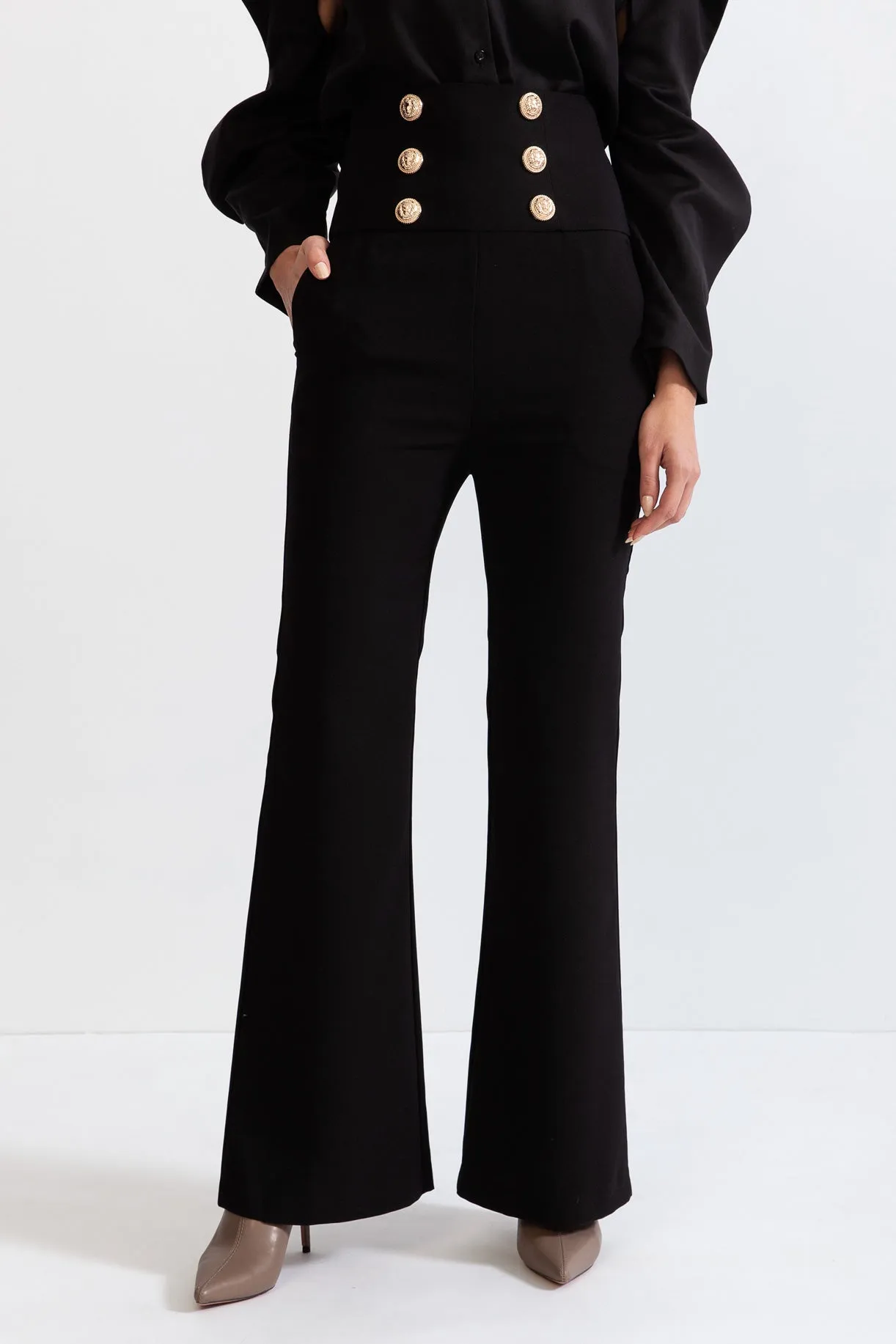 Double breasted High waisted trousers - Black