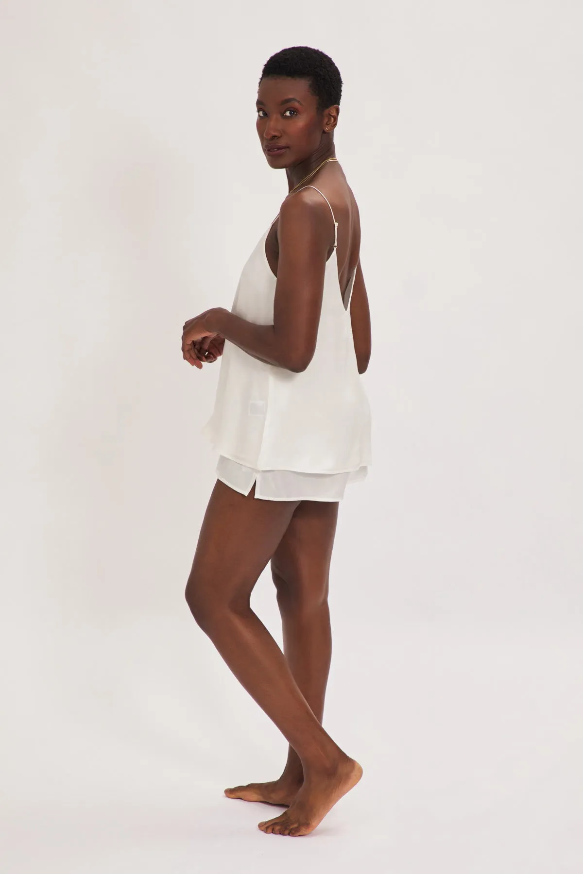 Double-layer, Organic Peace Silk Camisole Top in Ivory