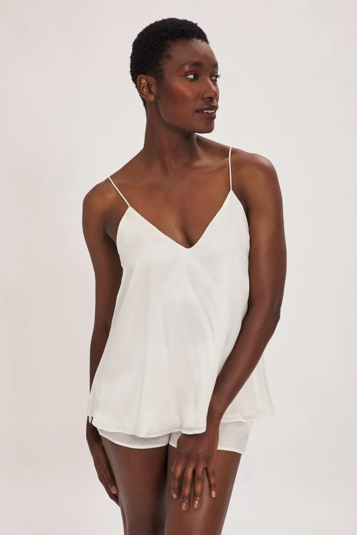 Double-layer, Organic Peace Silk Camisole Top in Ivory