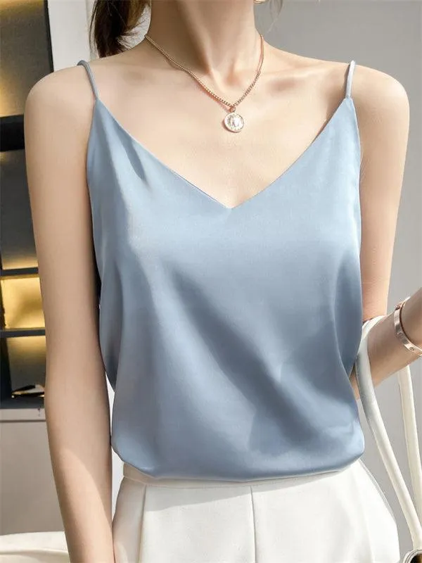 Elegant Cream Satin Camisole Top