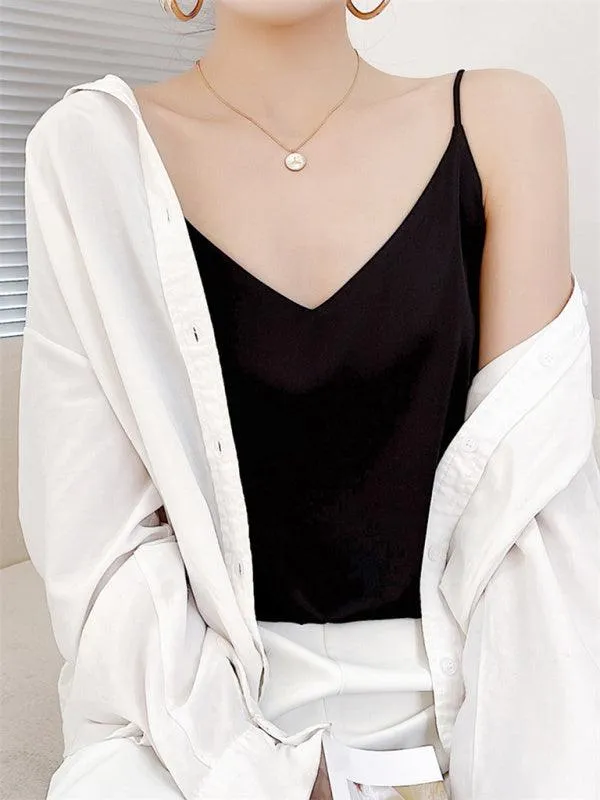 Elegant Cream Satin Camisole Top