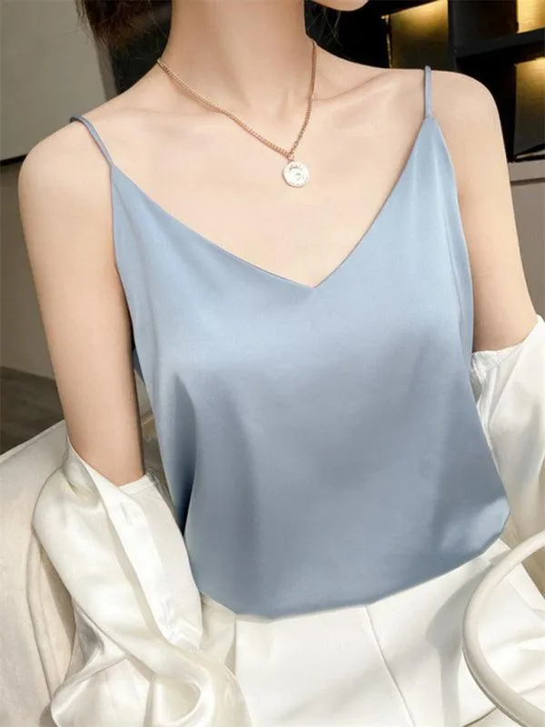 Elegant Cream Satin Camisole Top