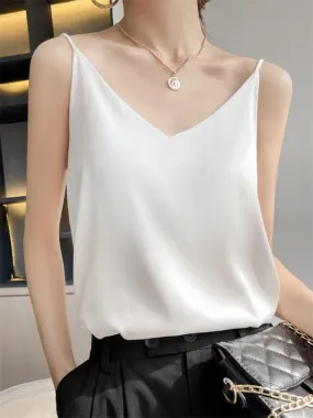 Elegant Cream Satin Camisole Top