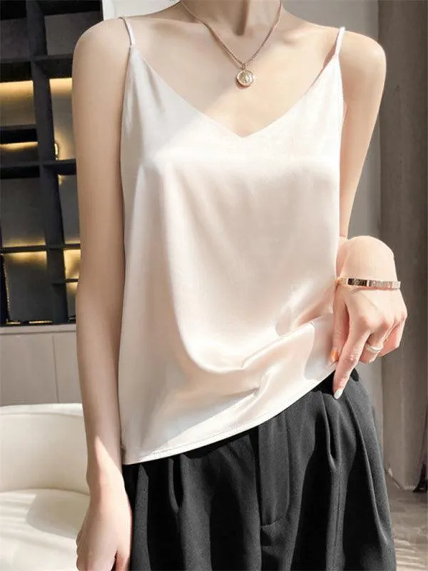 Elegant Cream Satin Camisole Top