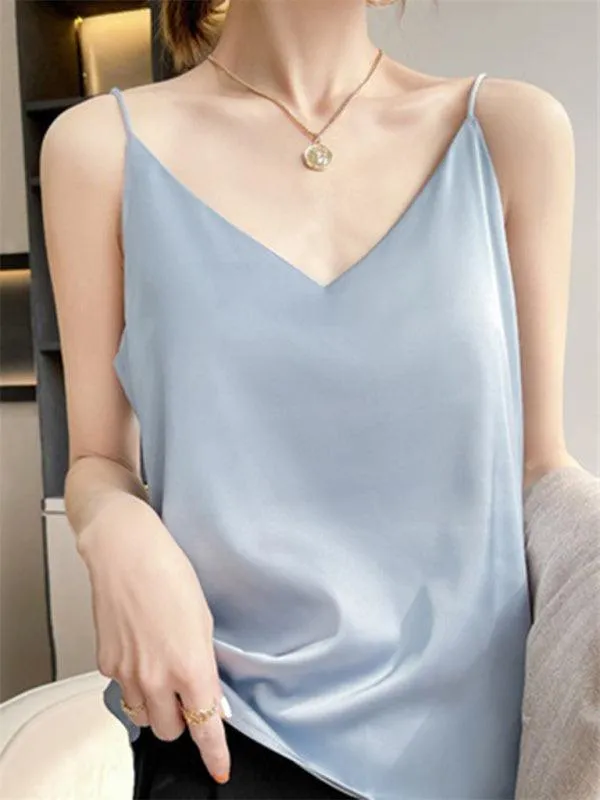 Elegant Cream Satin Camisole Top