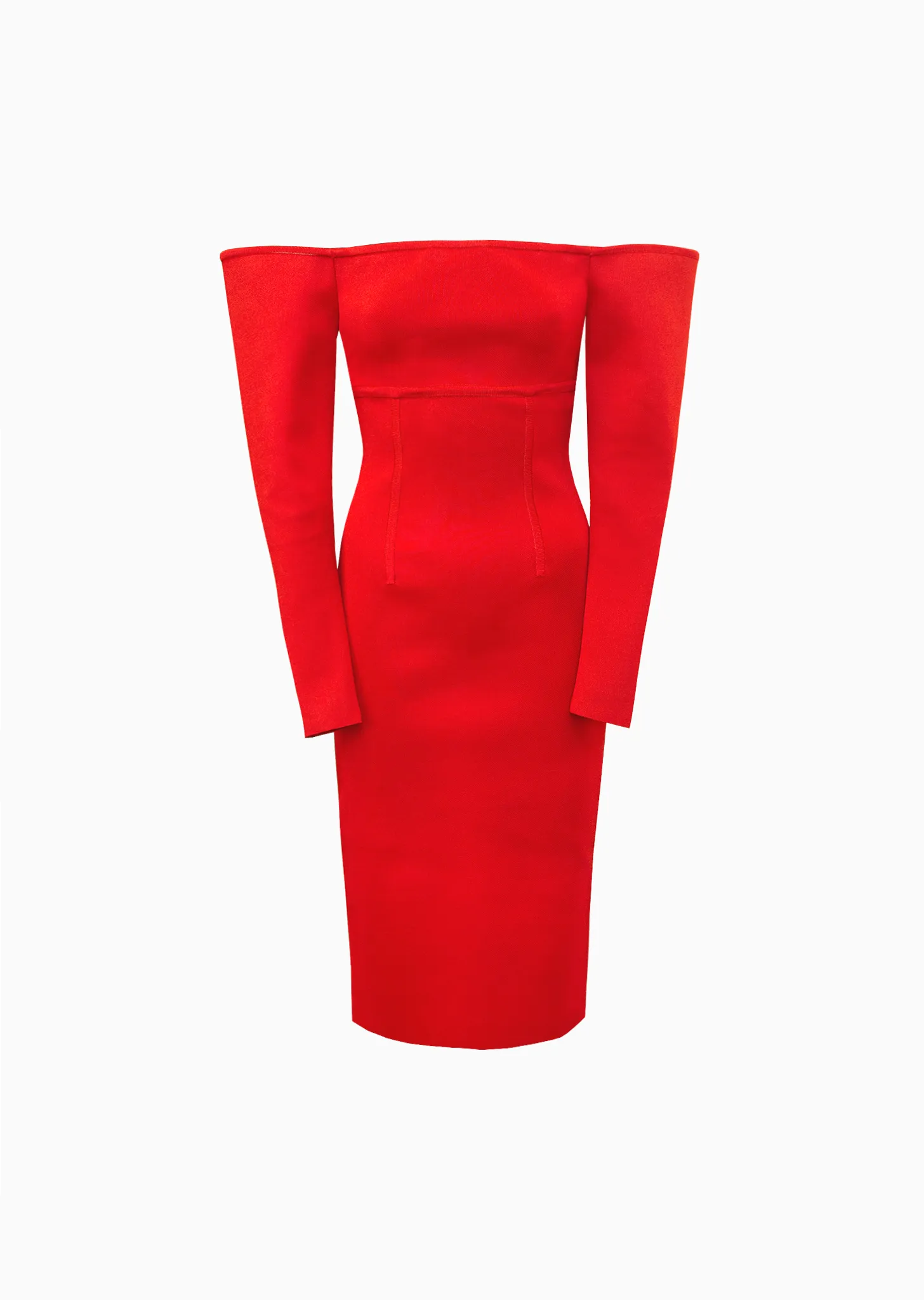 Elita – Strapless Pencil Dress with Dramatic Shoulders