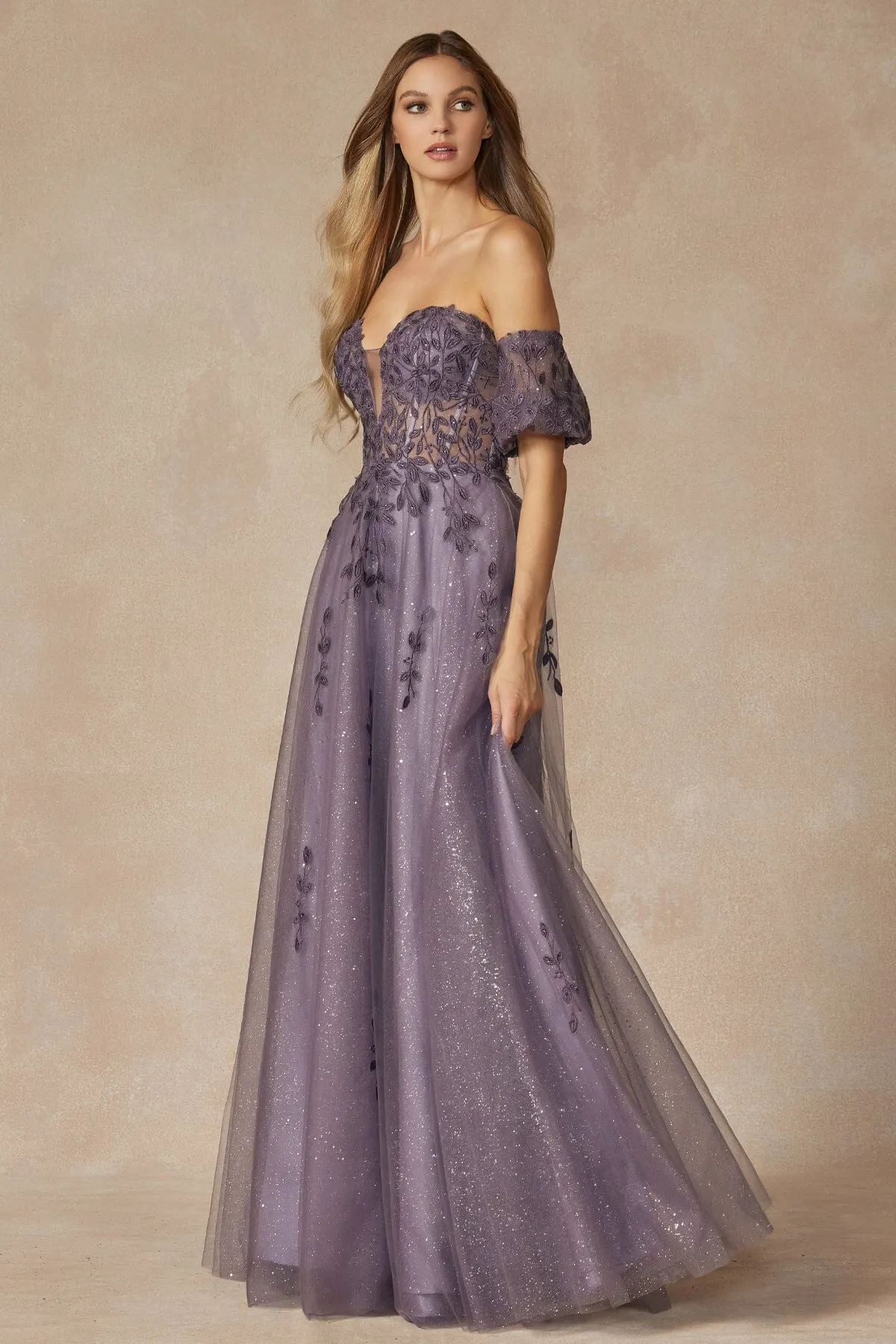 Embroidered Strapless A-line Gown by Juliet 2409