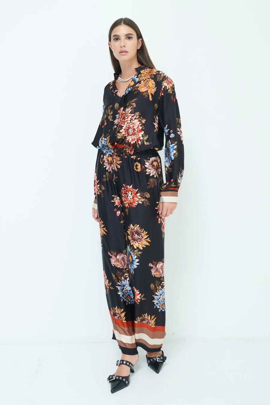 Floral wide-leg trousers wholesale