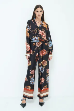 Floral wide-leg trousers wholesale