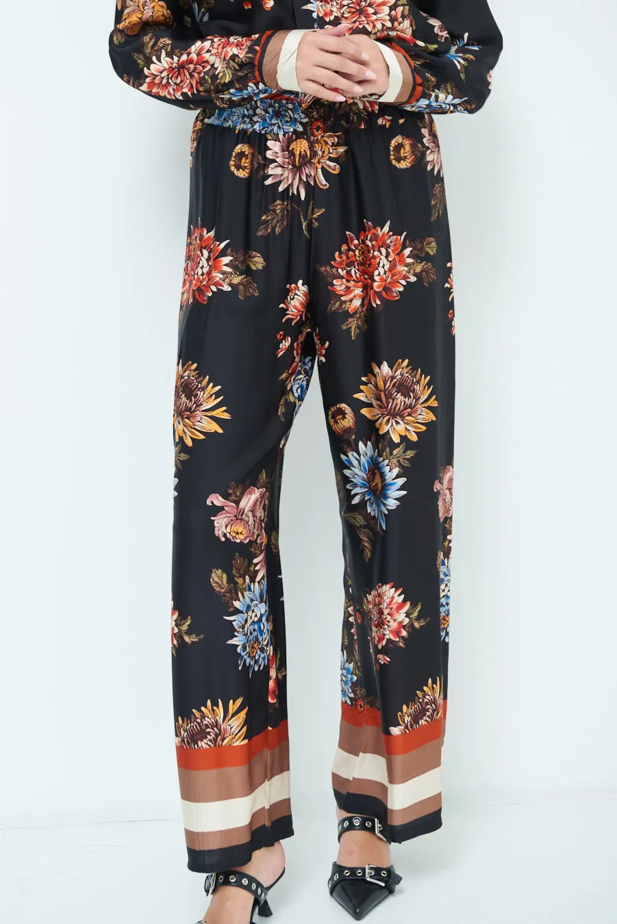 Floral wide-leg trousers wholesale