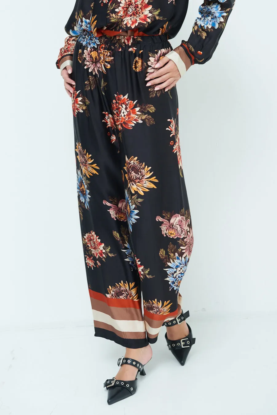 Floral wide-leg trousers wholesale