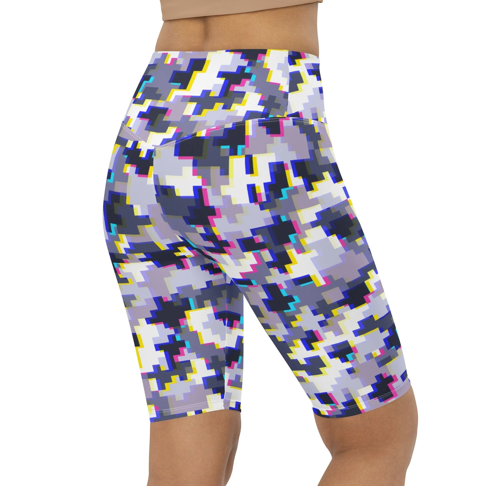 Glitchy Camo Biker Shorts