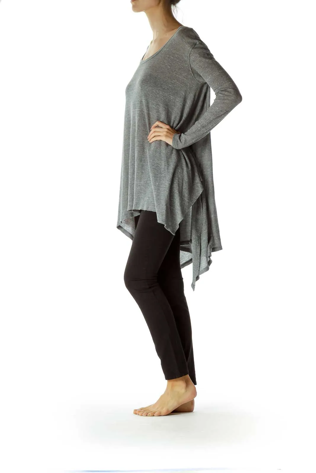 Gray Asymmetrical Flowy Tunic Top