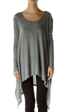 Gray Asymmetrical Flowy Tunic Top