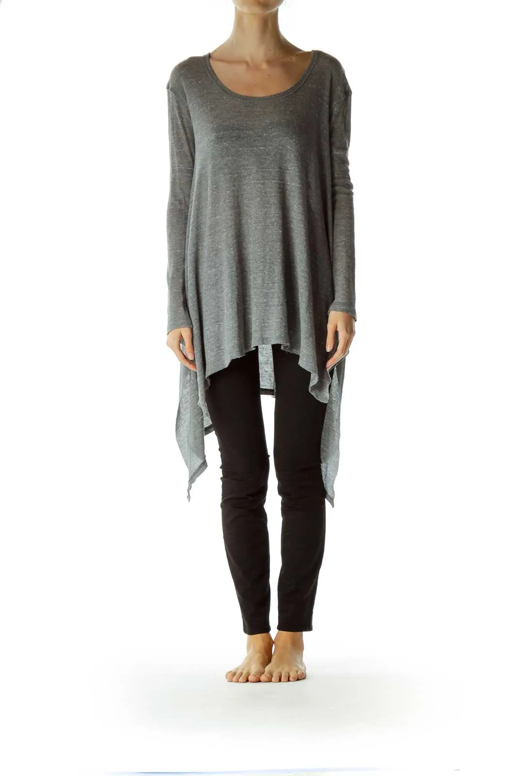 Gray Asymmetrical Flowy Tunic Top