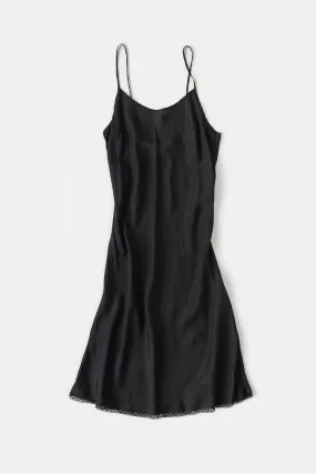 Greta Silk Slip Dress in Black