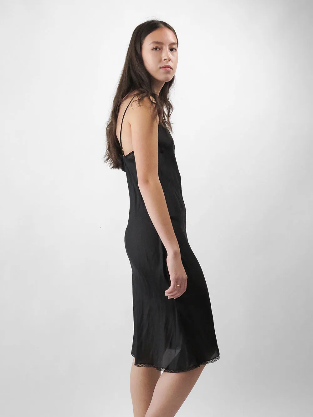 Greta Silk Slip Dress in Black