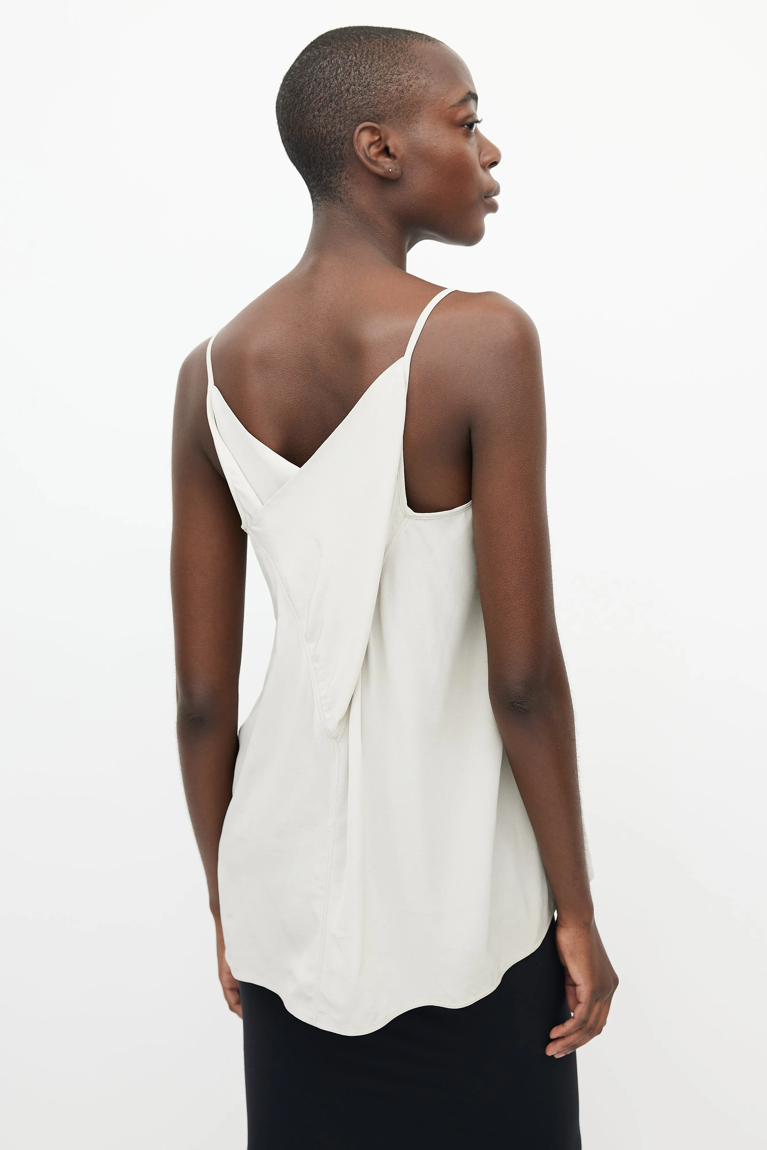 Grey Silk Cowl Neck Camisole