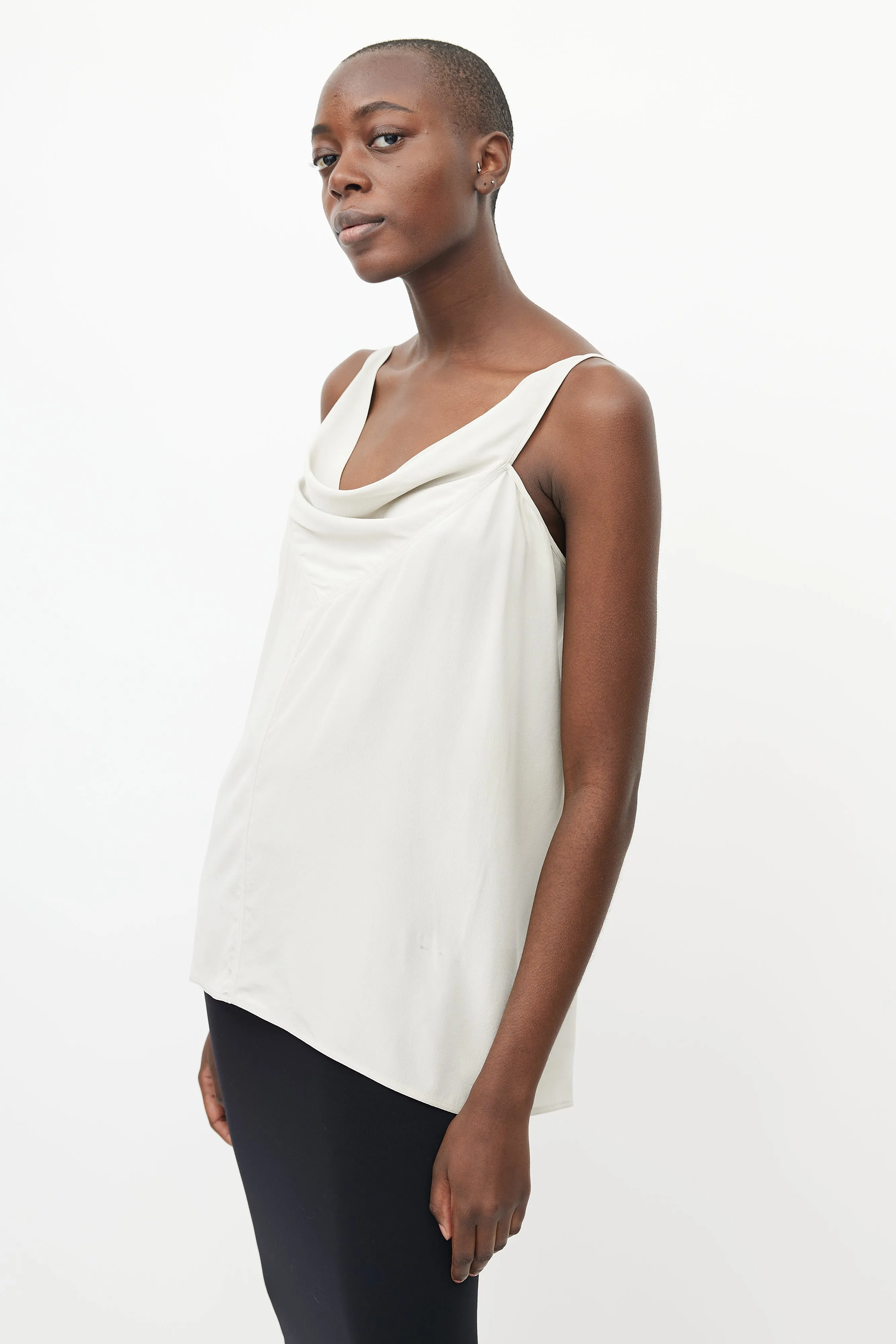 Grey Silk Cowl Neck Camisole