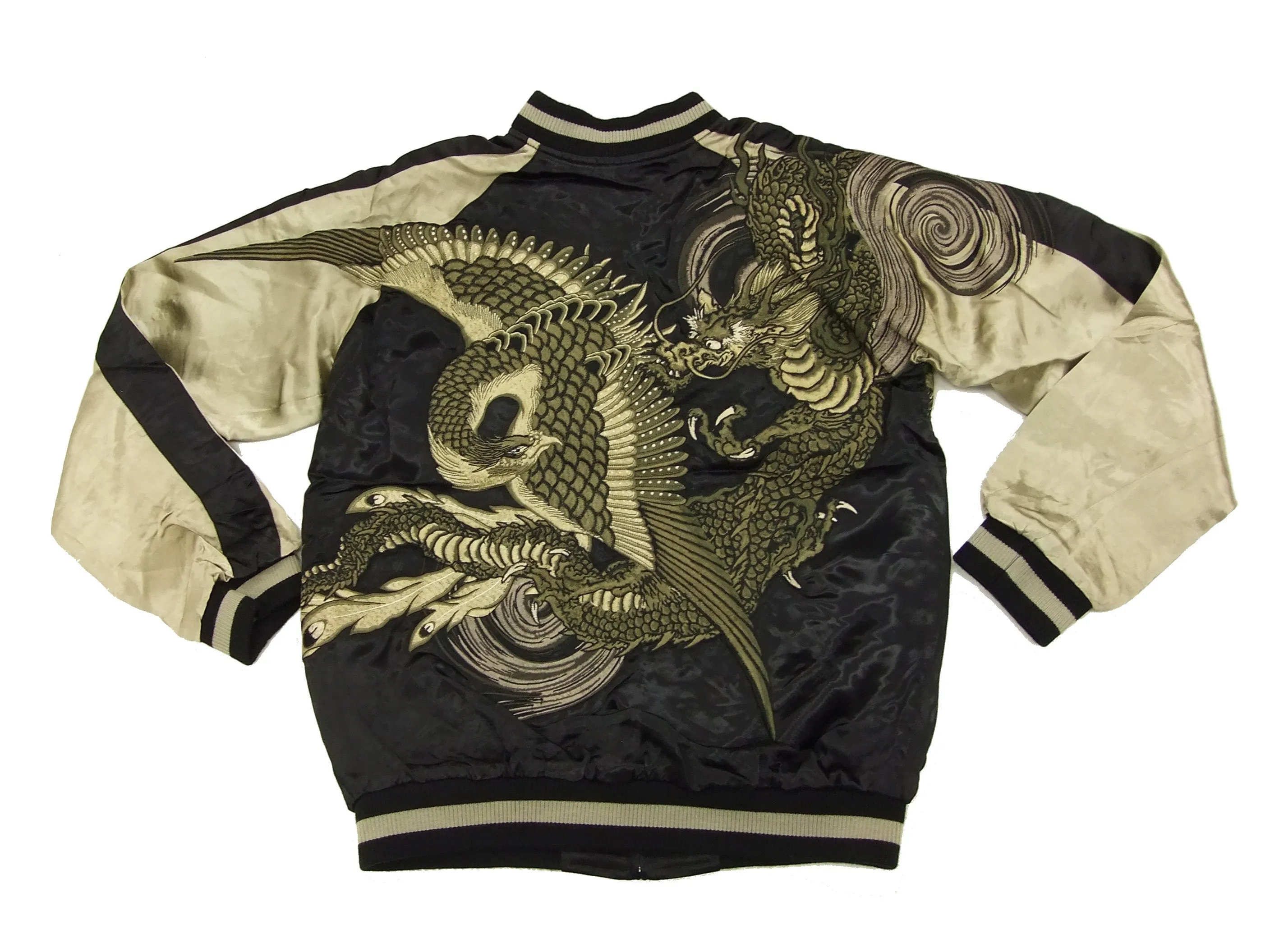 Hanatabi Gakudan Men's Japanese Souvenir Jacket Japanese Phoenix and dragon Sukajan Script SSJ-024