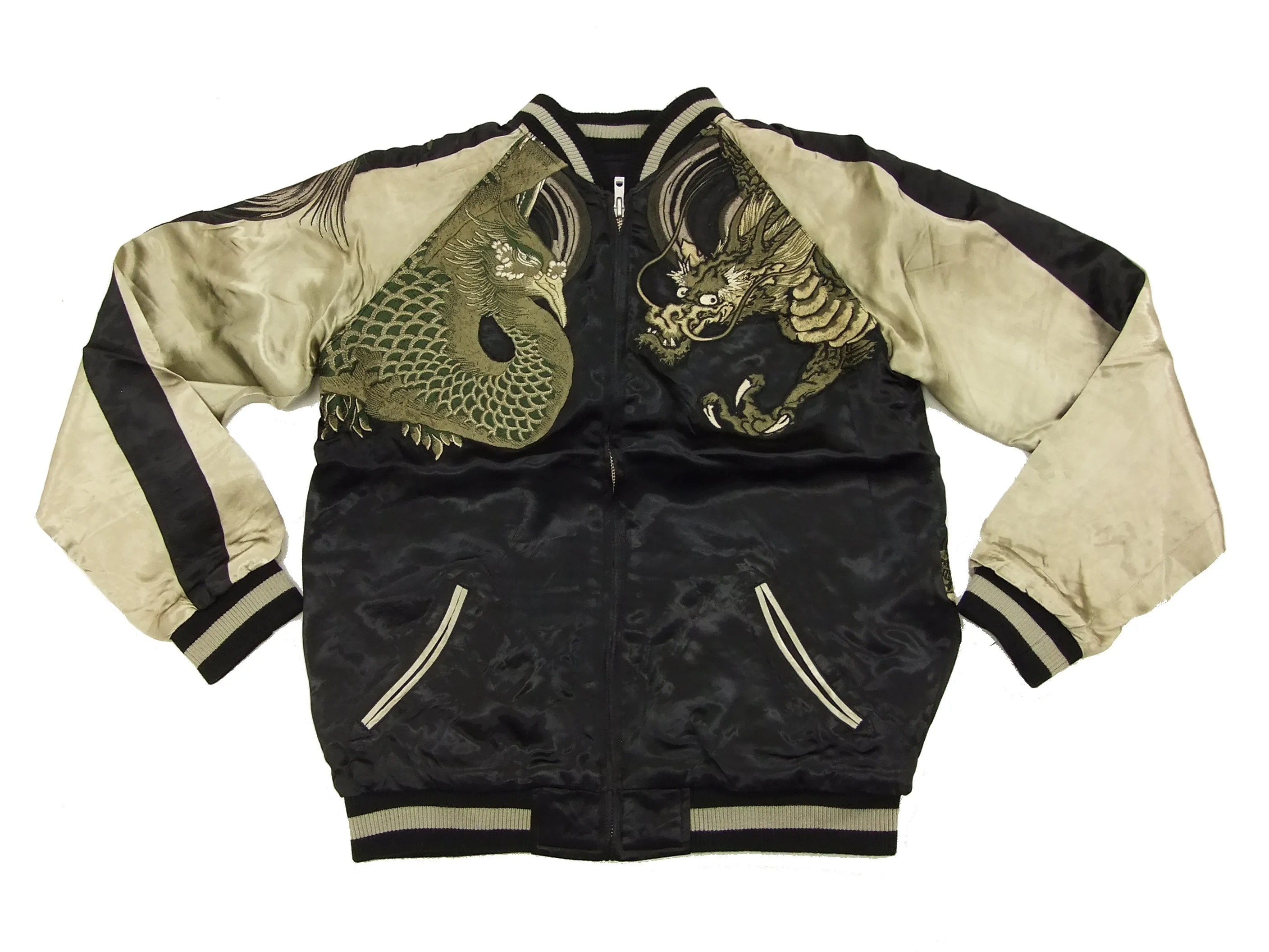 Hanatabi Gakudan Men's Japanese Souvenir Jacket Japanese Phoenix and dragon Sukajan Script SSJ-024