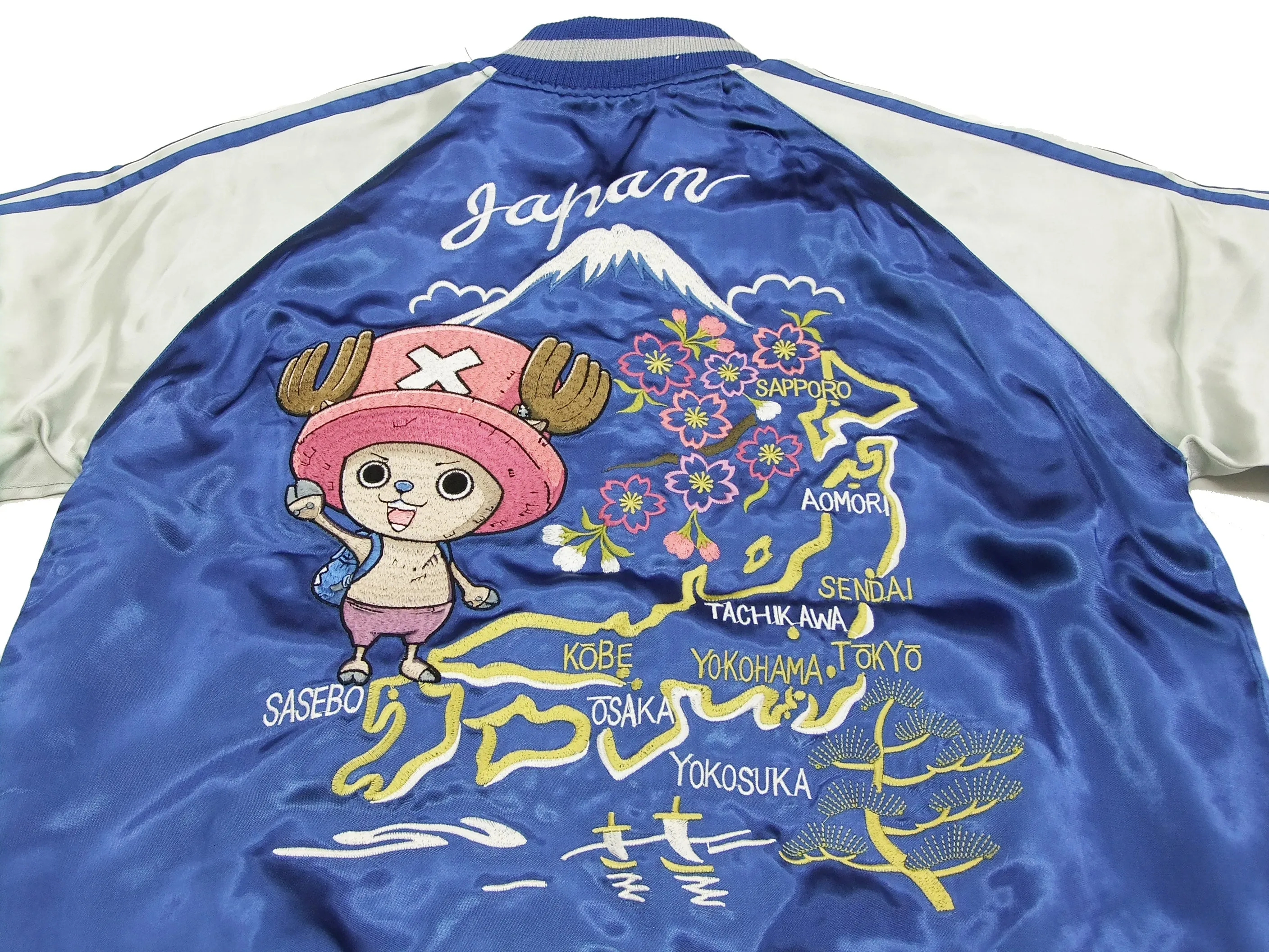 Hanatabi Gakudan Men's Japanese Souvenir Jacket One Piece Tony Tony Chopper Sukajan Script OPSJ-008