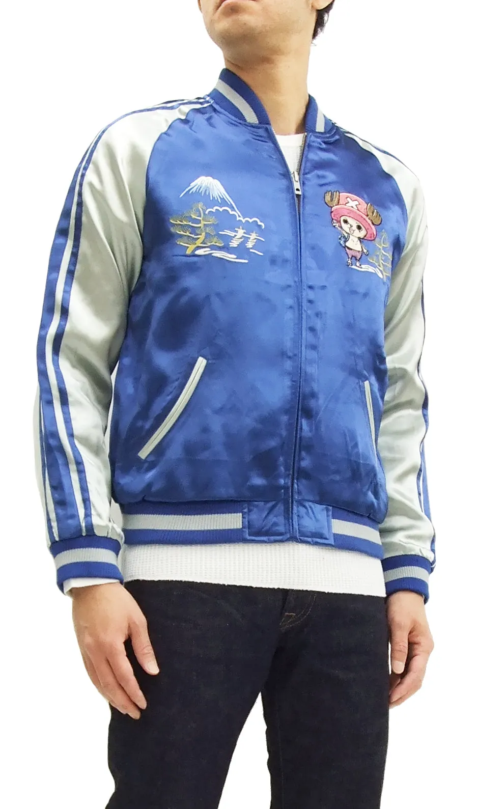 Hanatabi Gakudan Men's Japanese Souvenir Jacket One Piece Tony Tony Chopper Sukajan Script OPSJ-008