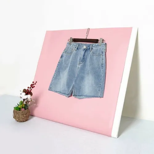 High Waisted Bermuda Denim Shorts