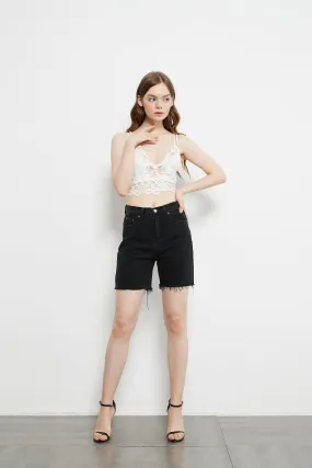 High Waisted Bermuda Denim Shorts