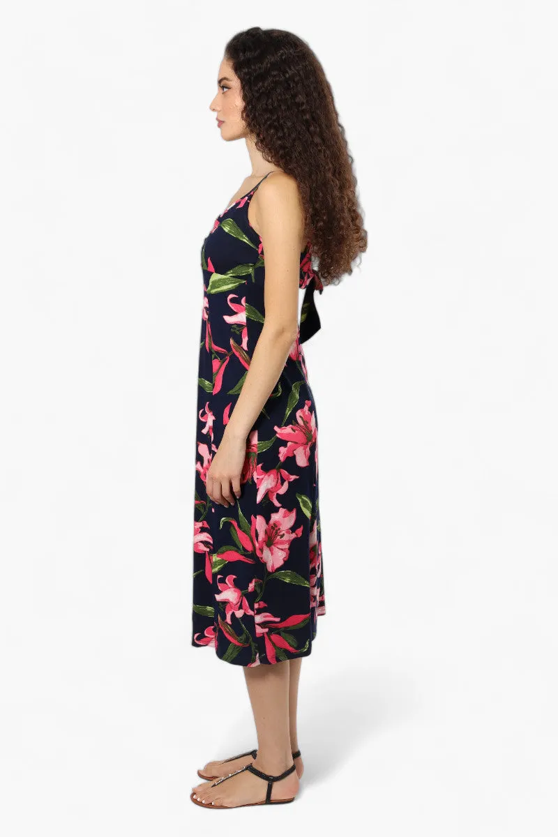 Impress Floral Front Slit Maxi Dress - Navy