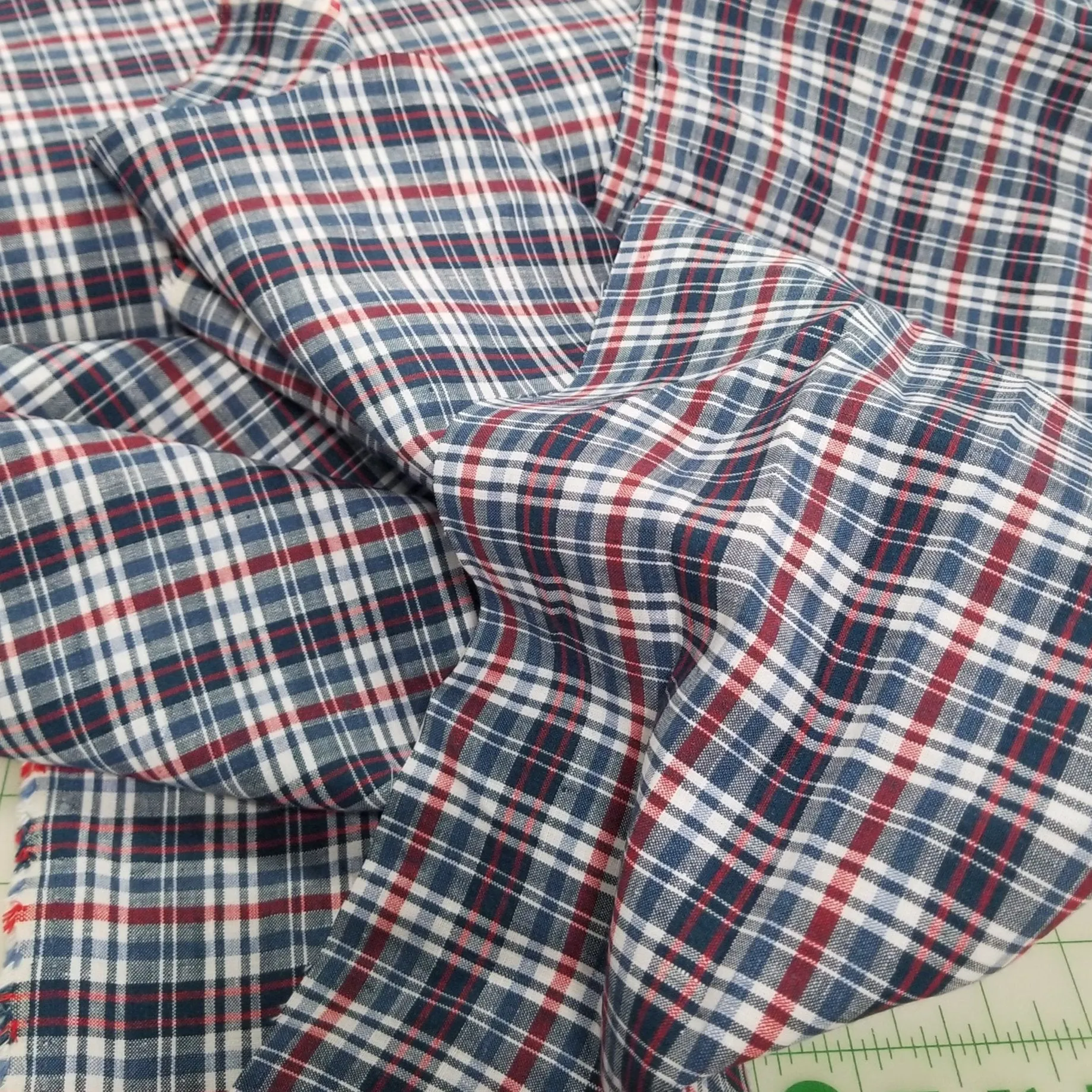 Irish 100% Pure Linen Blue and Red Plaid  Spence Bryson Linen Woven 197 GSM- by the yard